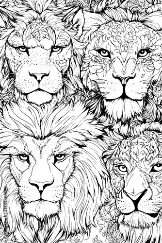 Collection of Chimeras coloring book vector designs, Chimeras vector image