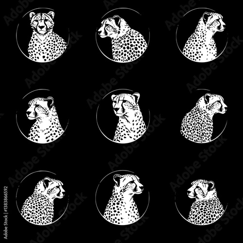 Collection of Cheetahs mandala vector design, Cheetahs vector image