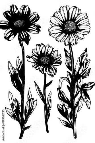 Collection of Daisies coloring book vectors, Daisies vector image