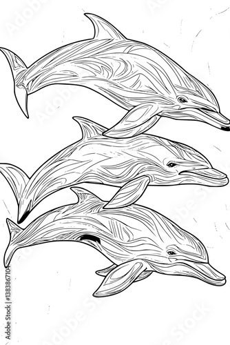 Collection of Dolphins coloring book vectors, Dolphins vector image