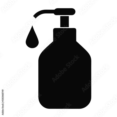 hand wash bottle drop silhouette on white background.