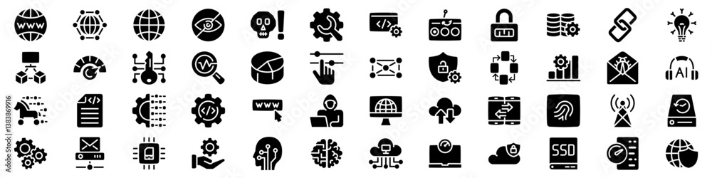 Obraz premium Technology and Internet Icon set. Silhouette style.