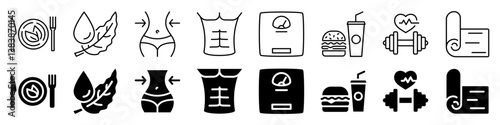 Healthy eating and fitness lifestyle Icon. Silhouette style.