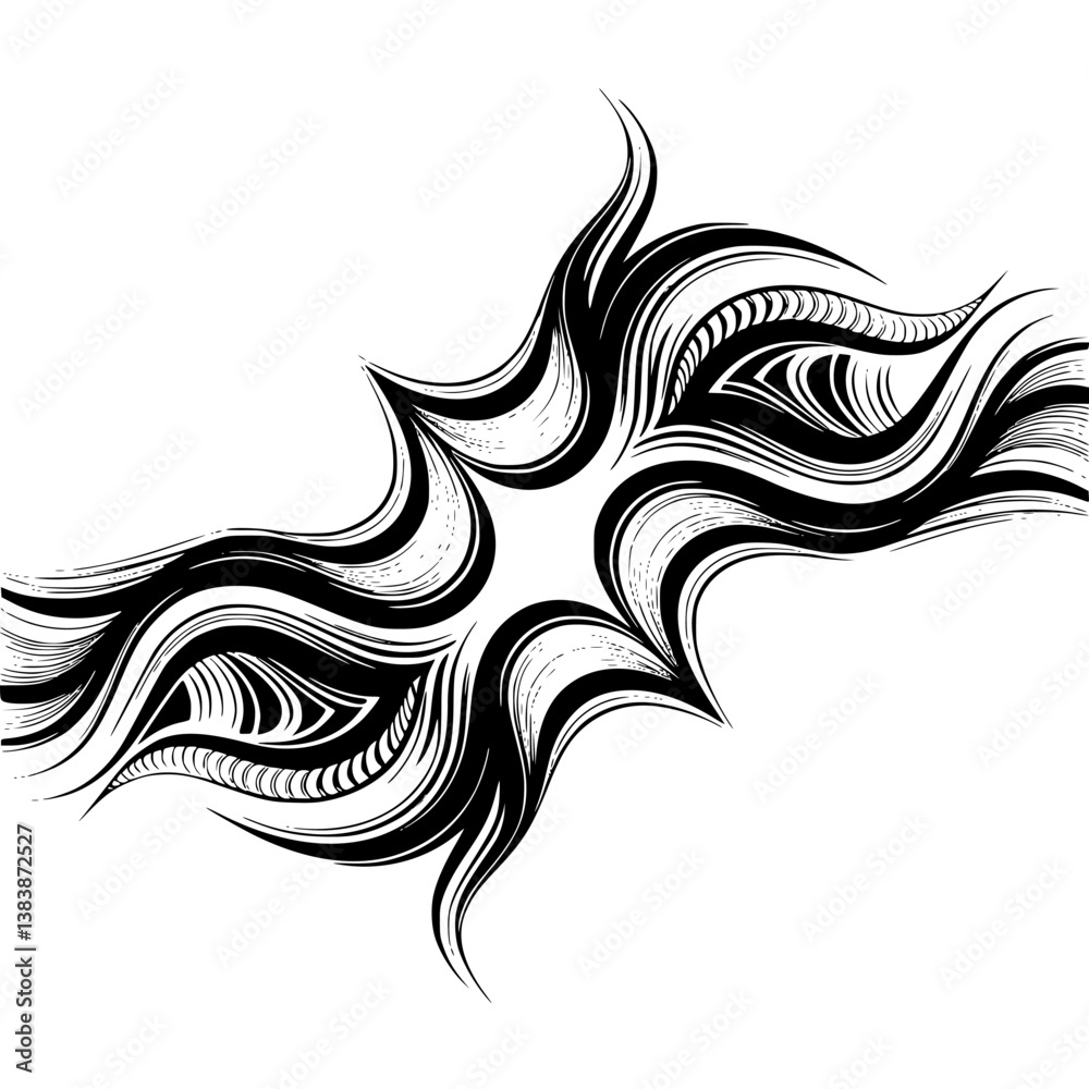 Obraz premium Abstract Line Art Design - Organic Swirls, Minimalist Pattern