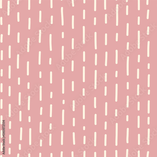 Bohemian baby pattern. Boho print for kids with dots and small dashes. Gender Neutral Nursery Cute Ornament. Vector illustration in flat cartoon style. Pink abstract background 