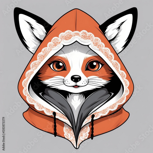 Charming Fox in a Lace Bonnet
