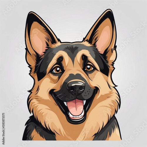 Charming German Shepherd on a light background.