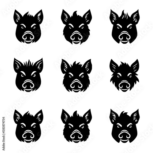 Collection of Boars vector designs, Boars vector illustration