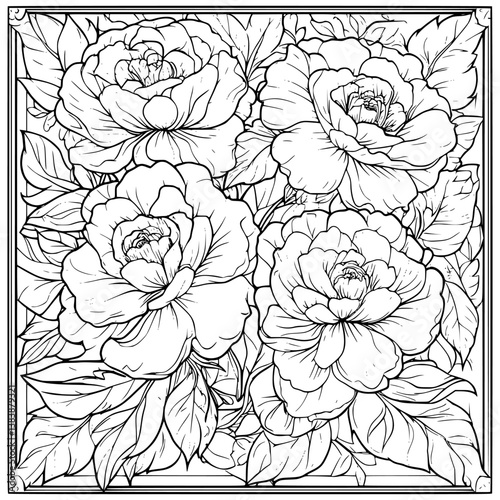 Collection of Begonias coloring book vector designs, Begonias illustration art