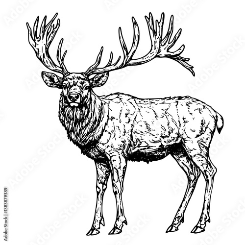 Collection of Elk coloring book vector designs, Elk illustration art
