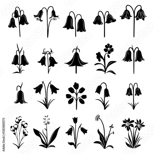Collection of Bluebells vector designs, Bluebells illustration art