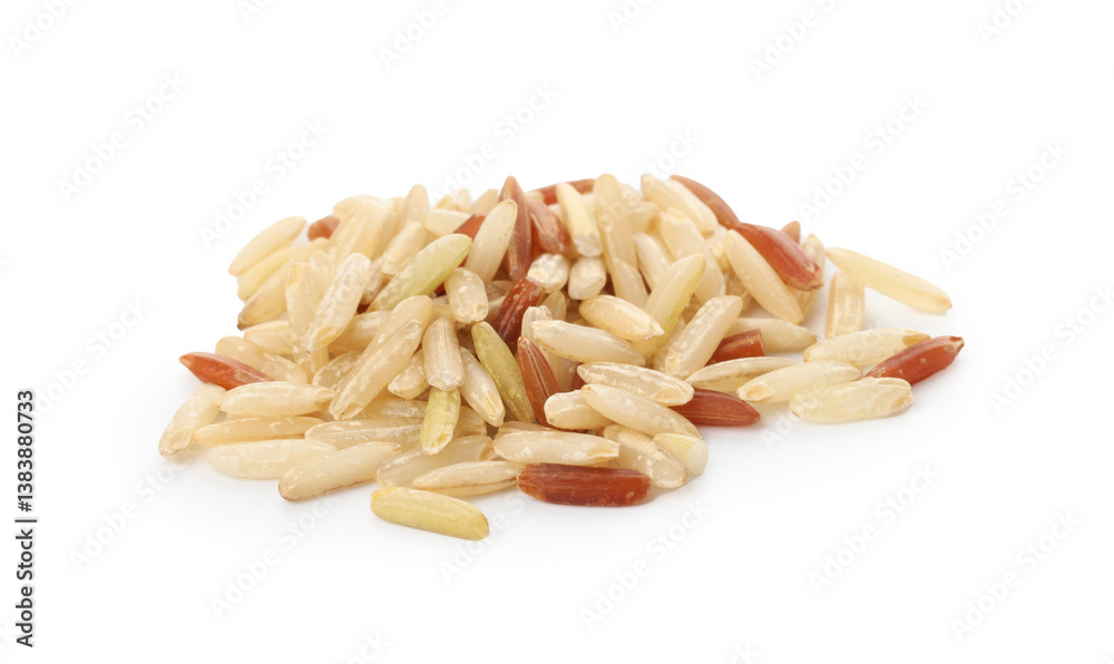 Different sorts of raw brown rice isolated on white Different sorts of raw brown rice isolated on white