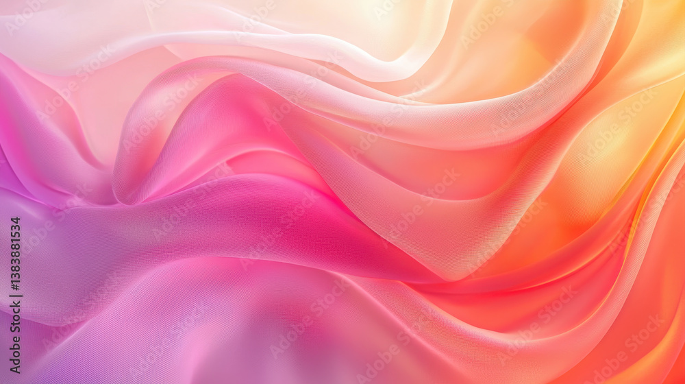 Obraz premium Soft silk texture creates elegant modern background with gentle folds in shades of pink and orange, evoking sense of calm and beauty