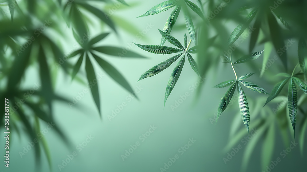 Cannabis marijuana leaves foliage against a green background Cannabis marijuana leaves foliage against a green background