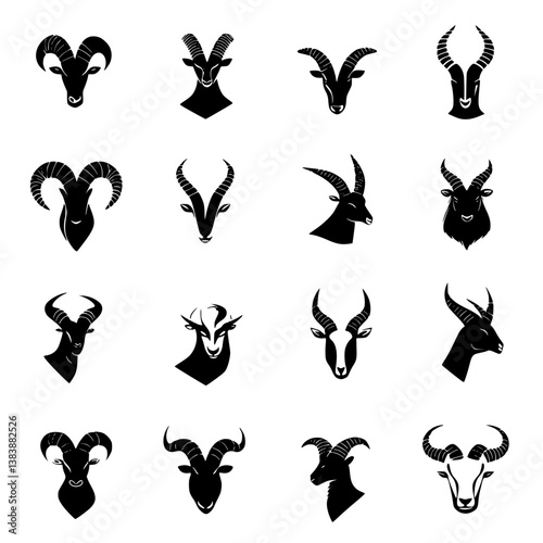 Collection of Ibexes vector designs, Ibexes illustration art