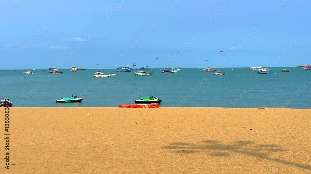 3 April 2025 Pattaya Beach turquoise blue waters white sandy beach and boats in the sea people walking on the beach Pattaya Thailand 3 April 2025 Pattaya Beach turquoise blue waters white sandy beach and boats in the sea people walking on the beach Pattaya Thailand