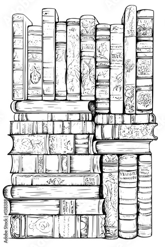 Collection of Vintage books coloring book vector designs, Vintage books illustration art