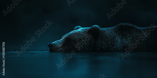 Obraz na płótnie Grizzly bear relaxing in river. Shallow depth of field. w salonie