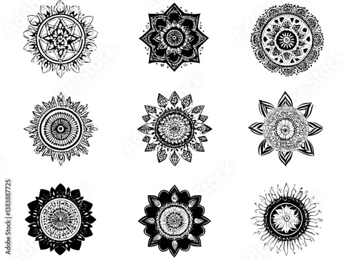 Collection of Anemones mandala vector design, Anemones vector graphic