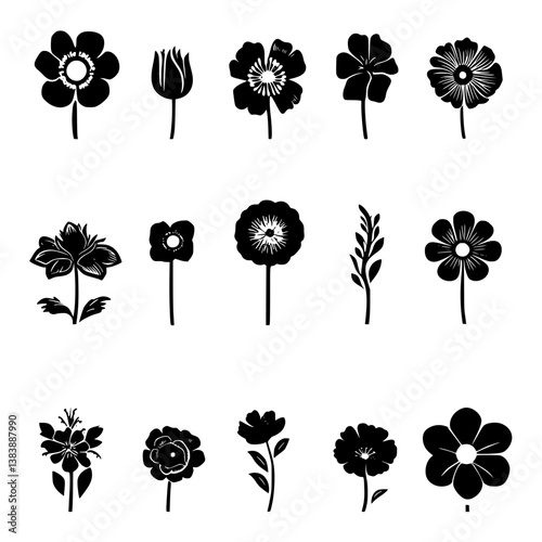 Collection of Anemones vector designs, Anemones vector graphic