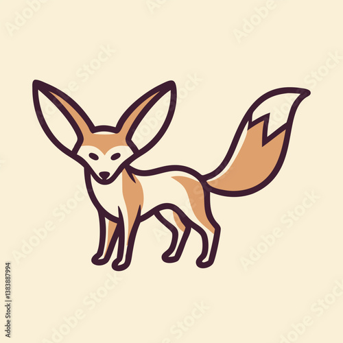 Fennec Fox Illustration Oversized Ears and a Bushy Tail
