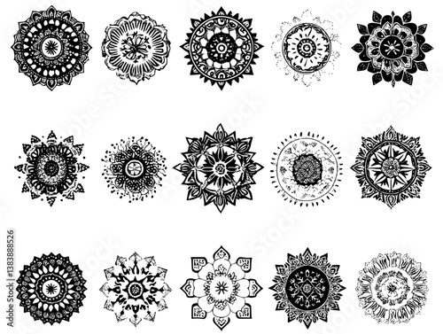 Collection of Carnations mandala vector design, Carnations vector graphic