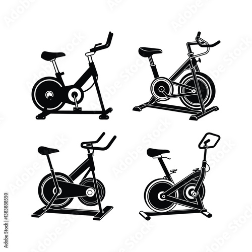 Black silhouette sports bike with large flywheel curved handlebar 1