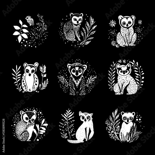 Collection of Lemurs mandala vector design, Lemurs vector graphic