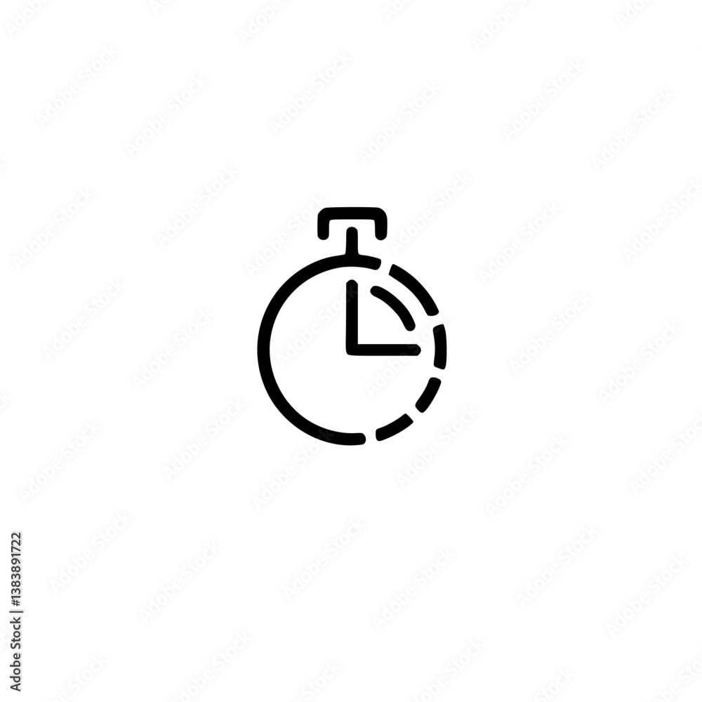 Stopwatch Icon: A simple minimalist illustration of a stopwatch Represents timing deadlines and efficiency Stopwatch Icon: A simple minimalist illustration of a stopwatch Represents timing deadlines and efficiency