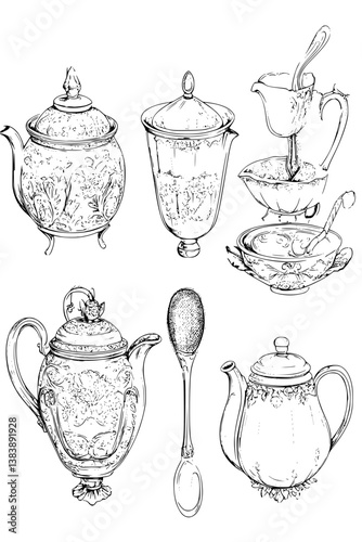 Collection of Tea strainers coloring book vector designs, Tea strainers vector graphic