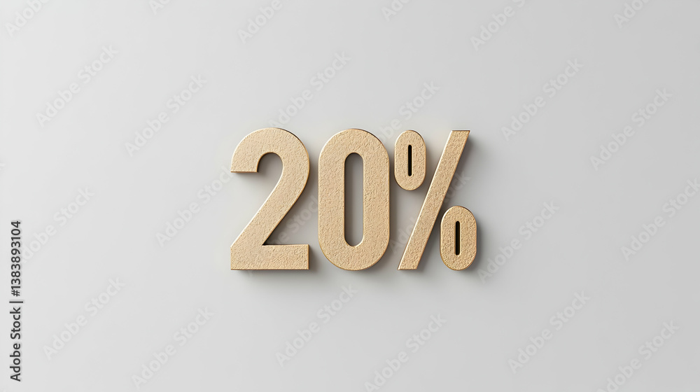 Twenty Percent Discount Sign On Light Gray Background Twenty Percent Discount Sign On Light Gray Background