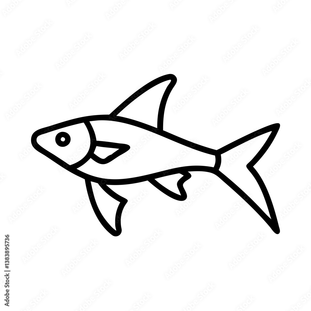 Obraz premium swordtail fish vector icon, simple black outline line icon of swordtail fish, aquarium fish vector line art icon