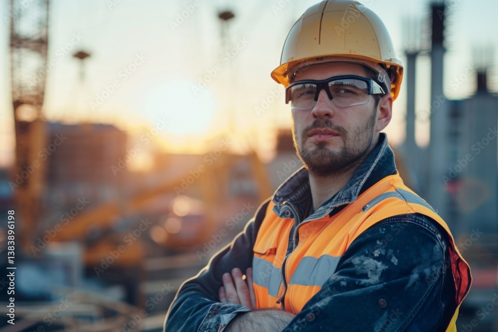 Portrait of a young Caucasian male engineer on construction site Portrait of a young Caucasian male engineer on construction site