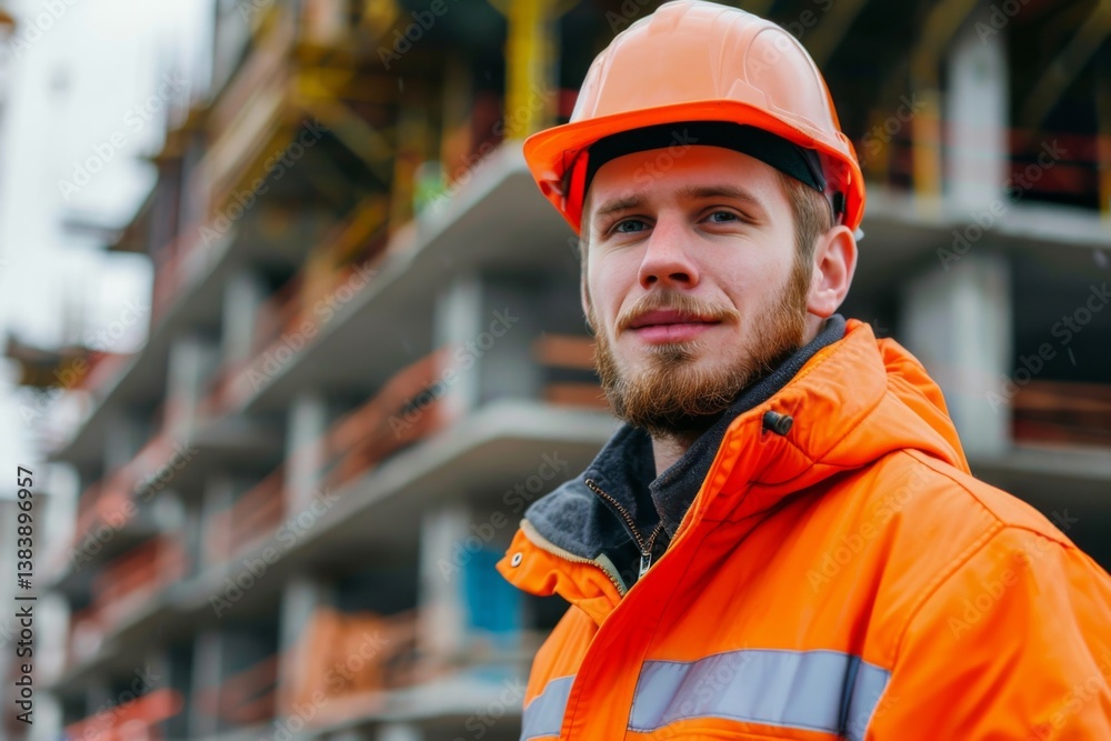 Portrait of a young Caucasian male engineer on construction site Portrait of a young Caucasian male engineer on construction site