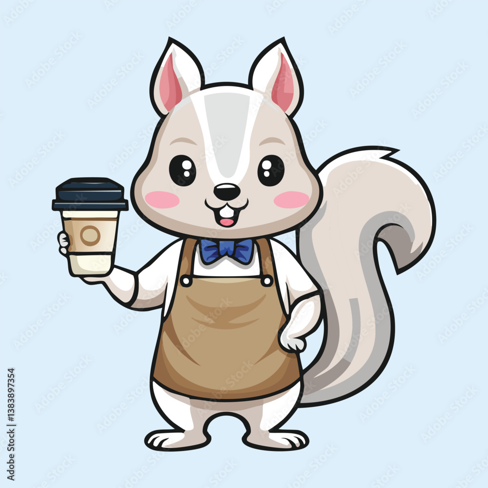 Obraz premium cute squirrel barista with apron,