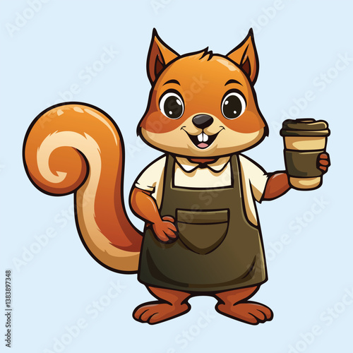 squirrel with  coffee, victor illustrator 