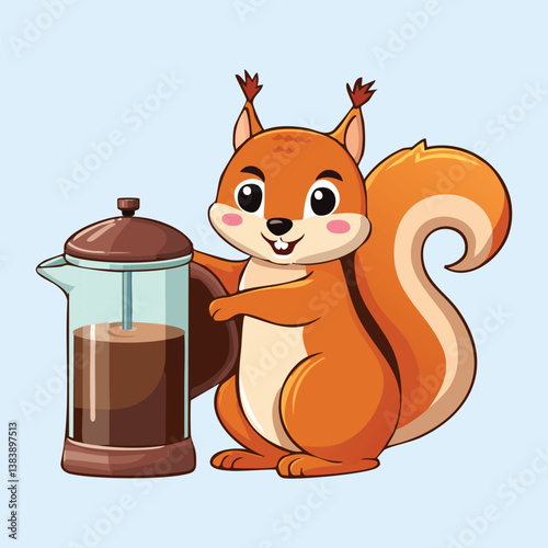 squirrel with  coffee, victor illustrator 