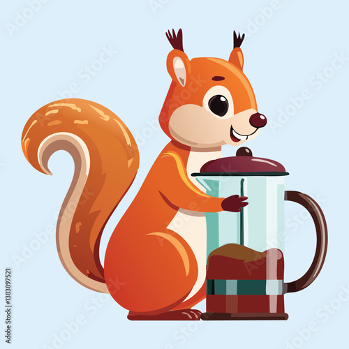 squirrel with  coffee, victor illustrator 