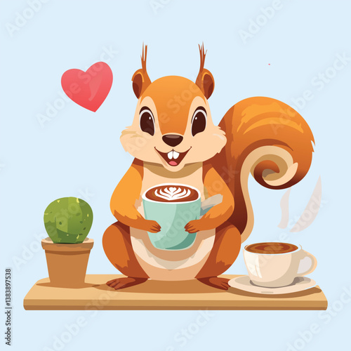 squirrel with  coffee, victor illustrator 