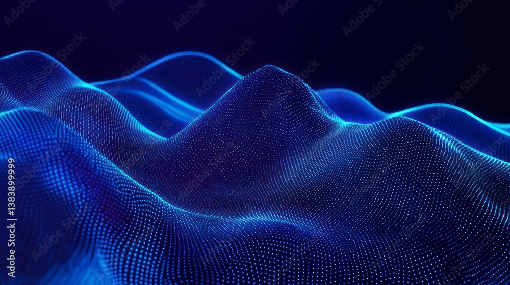 Obraz premium Abstract blue digital wave landscape.