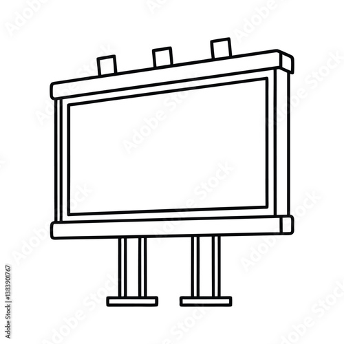 A clip art of Highway Advertisement Billboard outline on white background 
