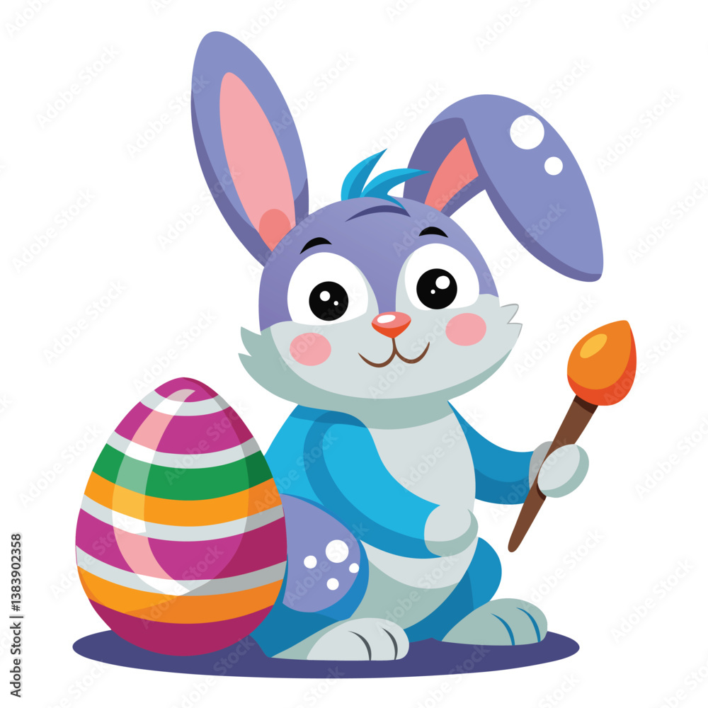 Obraz premium Cheerful Bunny with Vibrant Easter Eggs