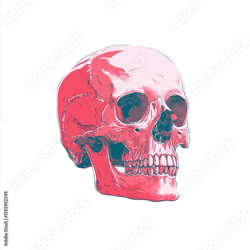 Skull illustration for t-shirt design, white background
