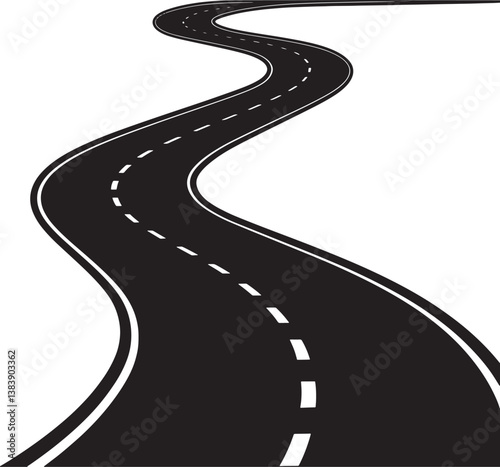 Road path curved vector illustration isolated On Transparent Background