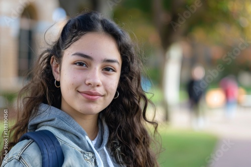 Portrait of a young Hispanic female student on college campus