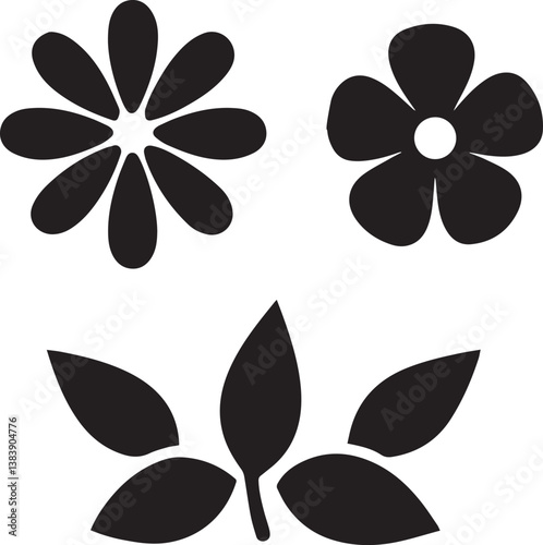 Flower and Leaf Silhouettes - Floral Vector Pack