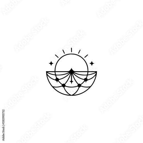 Geometric Sun & Hemisphere Logo Design, Modern Minimalist Style