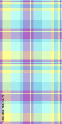 Trim check plaid textile, glamor vector seamless background. Halftone pattern fabric tartan texture in light and cyan colors.