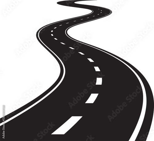 Road path curved vector illustration isolated On Transparent Background