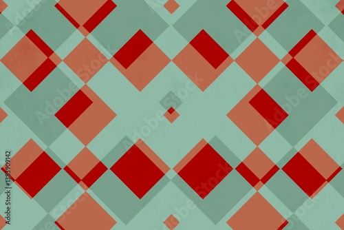 Geometric Pattern with Overlapping Red and Green Squares